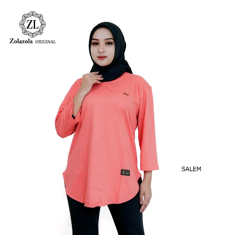 ZolaZola Kaos Oval Lengan 7/8 Wanita Size [ M, L, XL, XXL, XXXL ] Cotton Combed 24s/ Baju Polos Seragam Kekinian 4