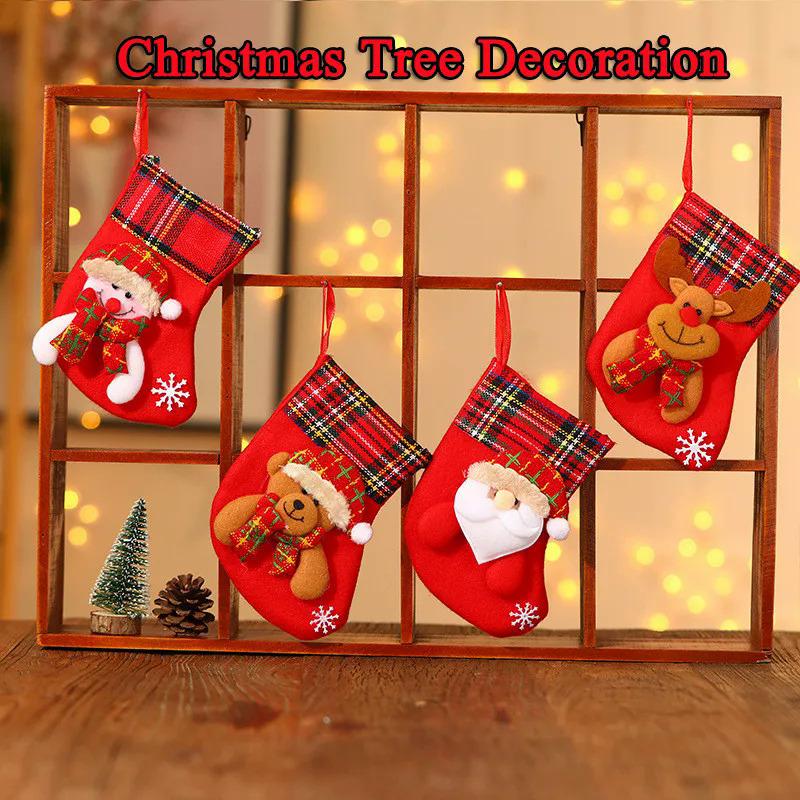 Product Introduction of New Christmas Stockings Christmas Tree Decoration Ornaments Pendant Small Boots Children New Year Santa Claus Gift Socks 17