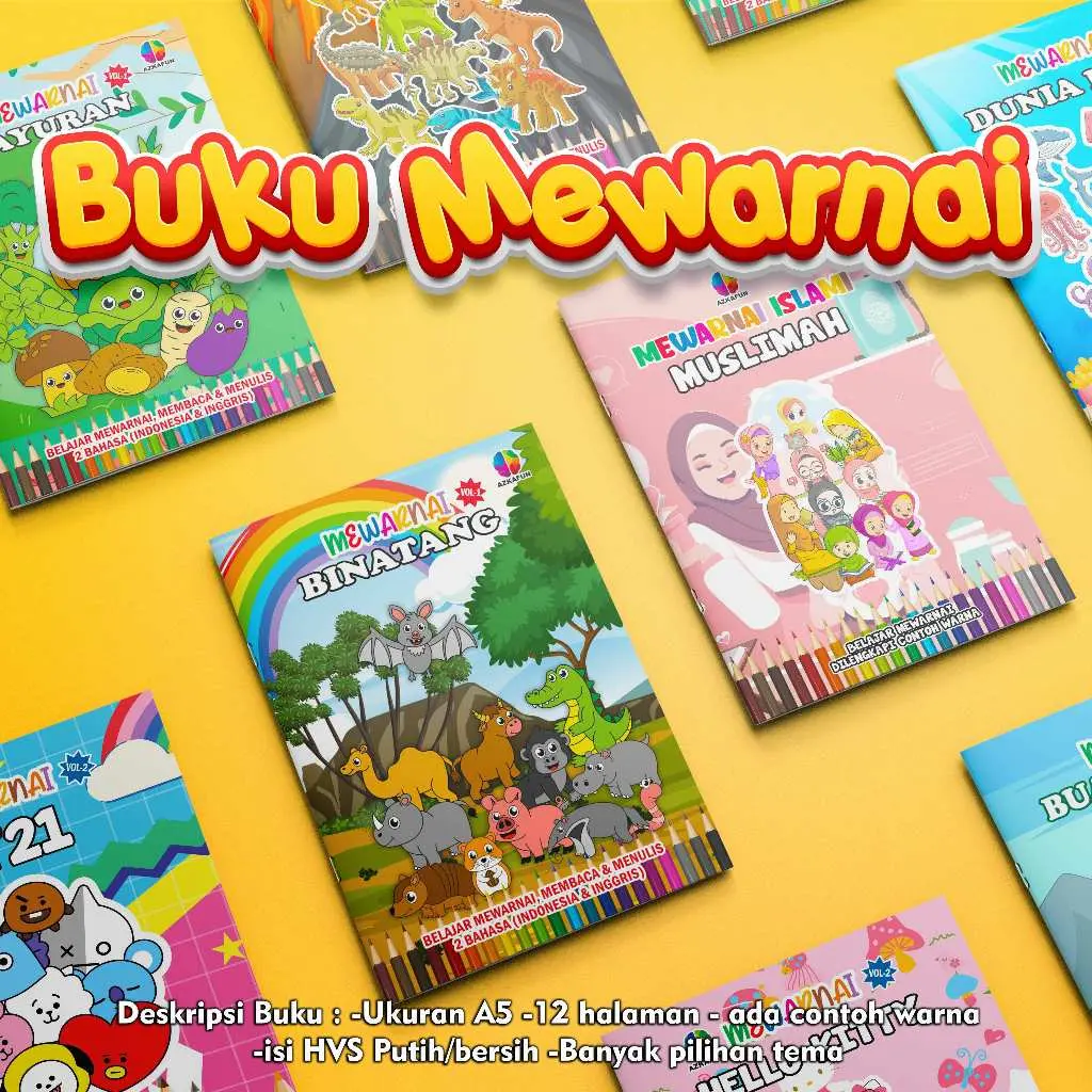 BUKU MEWARNAI ANAK VOL 1 Full colour - buku mewarnai Full colour