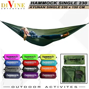 hammock ayunan single layer tempat tidur gantung 230 x 150 cm hammock 230 include webbing