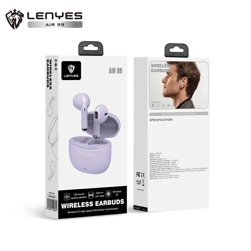 LENYES AIR 99 Wireless Headset Bluetooth 5.3 Smart Touch Earphone Hifi Stereo Earbuds 8