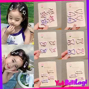 COD YBL Jepit Rambut Anak Korea Isi 4 Bentuk Lucu Warna Warni Pastel Poni Hair Pin Set Aksesoris Wanita Bahan Besi Anti Karat Ukuran Mini 3-4cm X 2-2.5cm Beli Lokal - Fashion