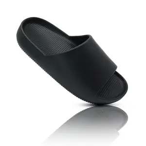 Buenor - Sandal Selop Pria Polos Premium Kekinian Bahan Empuk Hitam Karet Shoes Sendal