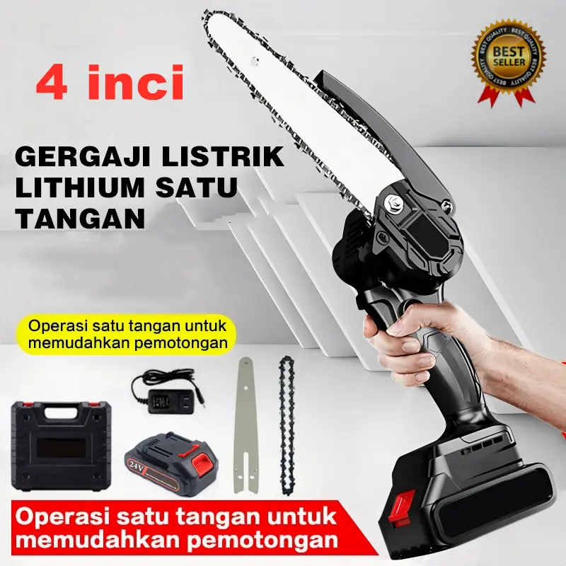 Gergaji Listrik Rantai Elektrik Mini Portable Chainsaw 4 Inch Chainsaw Cordless Chainsaw