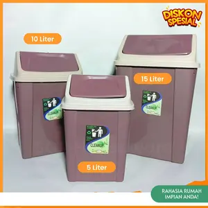 [PROMO 4.4] [BEST SELLER] Tempat Sampah Cokelat Buka Tutup Volume 5 10 15 Liter Original