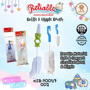 Reliable Bottle & Nipple Brush 2in1 Sikat Pembersih Botol Dot Empeng Bayi Ekonomis BPA FREE