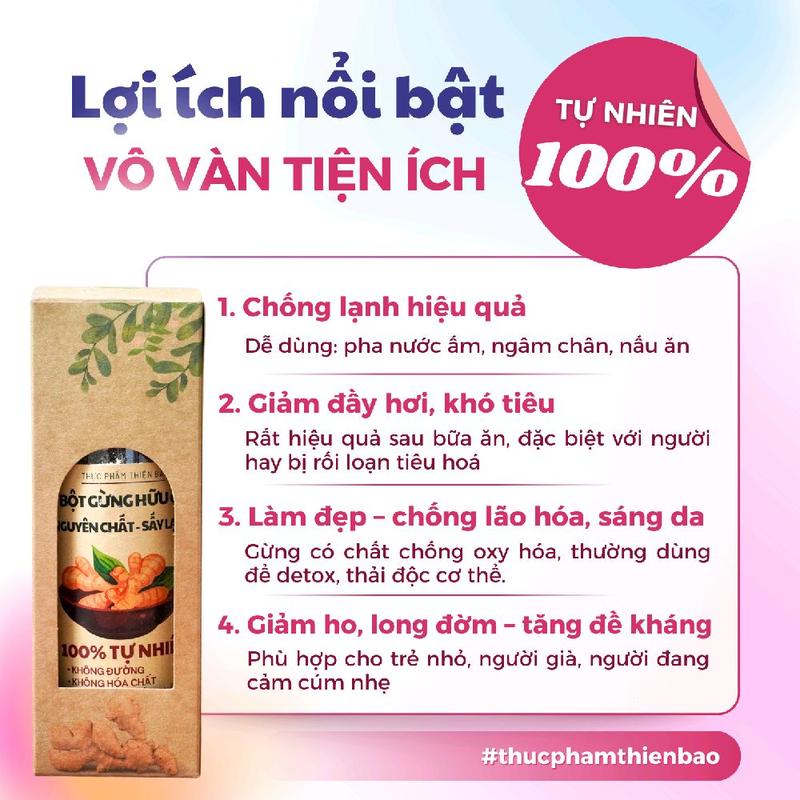Bột Gừng Nguyên Chất KHÔNG ĐƯỜNG -  Không chất bảo quản, làm ấm người, giảm cảm lạnh, giảm ho. - Thiện Bảo - Gia Vị - Đồ Uống 5