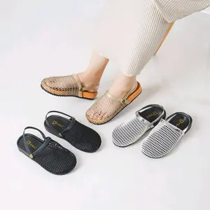 Sandal Wanita Clowie Slip On Wanita Terbaru 2025 Hak Datar Fashion Shoes Korean Style Sendal Selop Cewek Jaring Karet Viral Kekinian 1999 Bisa Cod
