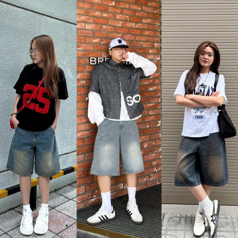 LODES CLUB Quần Short Baggy Jeans Hotrend Màu Đẹp Phong Cách Đường Phố Chất Dày Mềm Mại Thiết Kế Túi Rộng Thoải Mái Dễ Phối Đồ Cho Nam Nữ