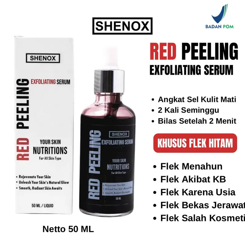 Shenox Red Peeling Serum Exfoliating Flek Hitam | Peeling Solution Serum 2
