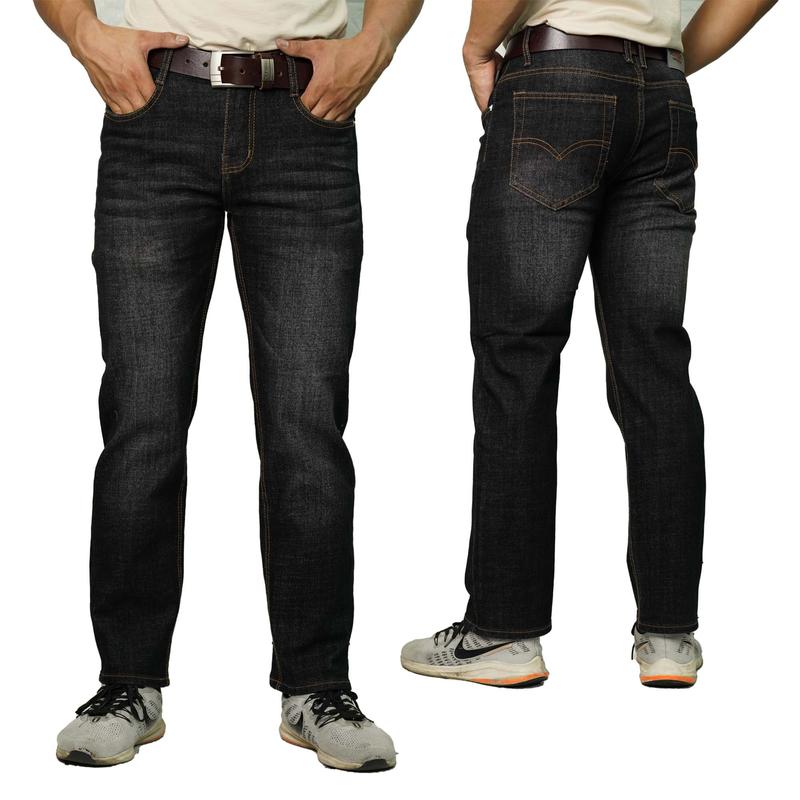 R-24 Quần Jean Nam Dài Ống Suông CC Co Giãn Xám Đen