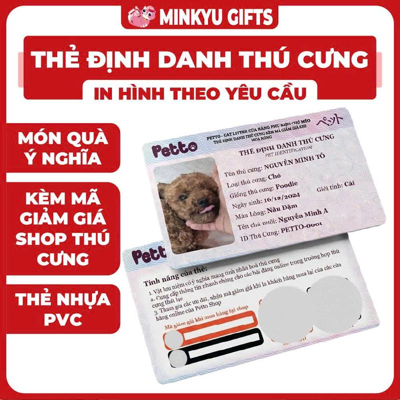 Thẻ Định Danh Chó Mèo In Theo Yêu Cầu Nhựa PVC Bo Góc Kiêm Thẻ Thành Viên