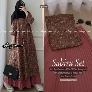 One Set Wanita Setelan Rok Tunik Flowery Bunga