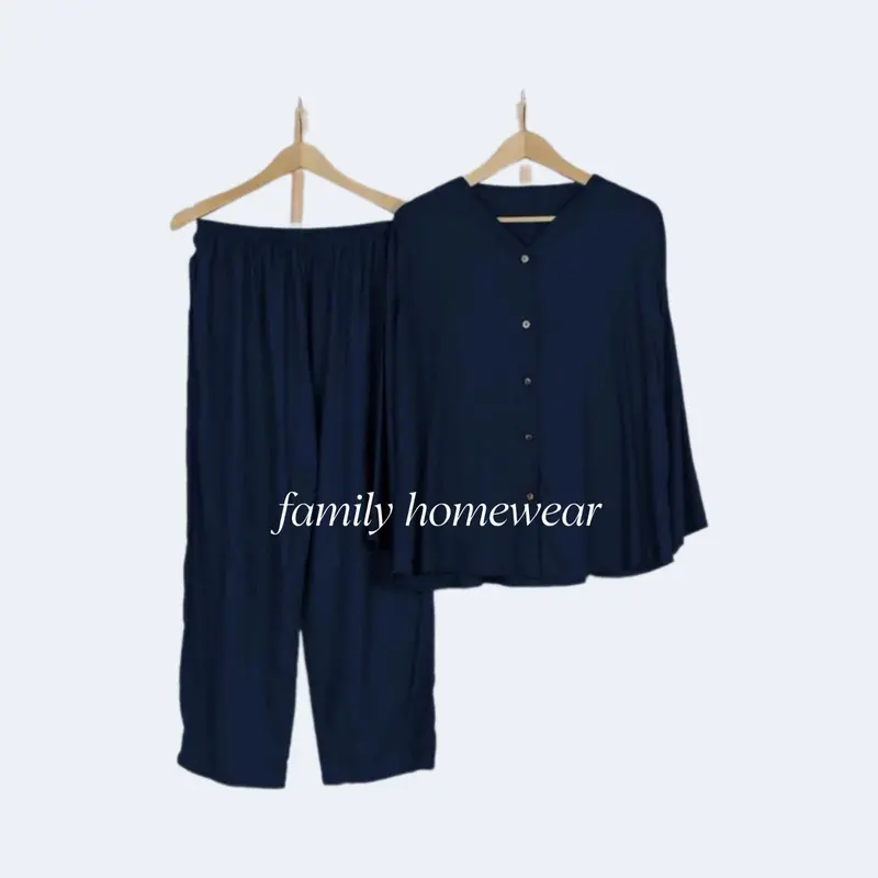 Setelan Baju Tidur Piyama Wanita Oneset Rayon Pajamas Lengan Panjang katun Busui Celana Panjang 0