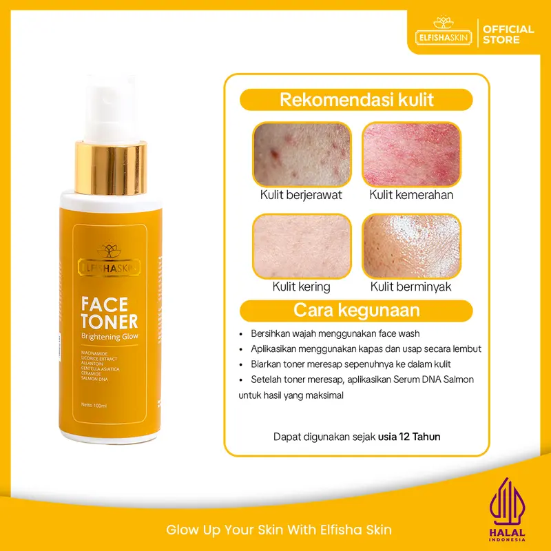 Elfisha Skin - 3in1 Glowing Routine (Foundy Glow, Facial Wash dan Face Toner)  Perawatan Wajah Mencerahkan  Niacinamide Lemon Extract Ceramide Membersihkan Wajah Kusam 2