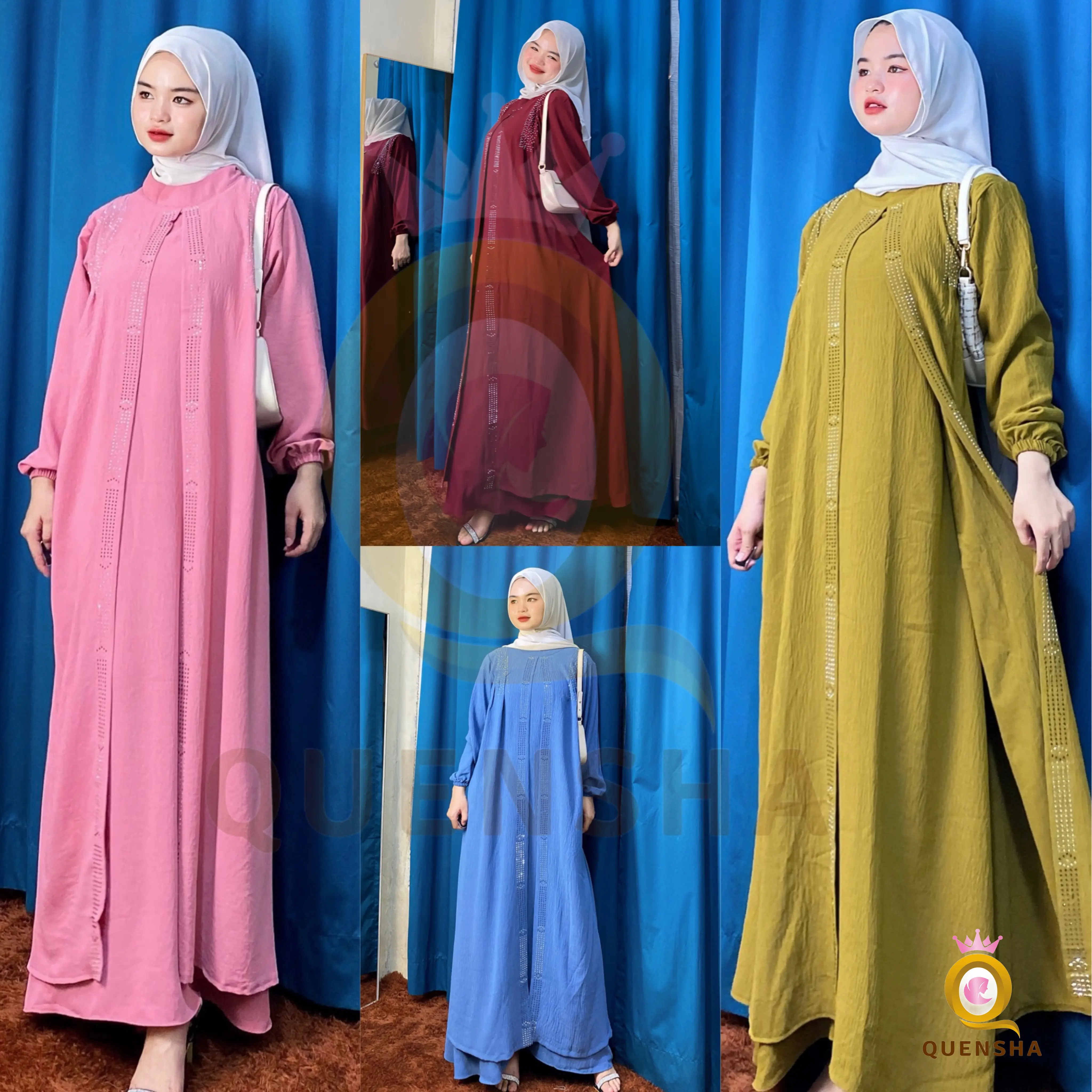 Salvina Dress Gamis Crinkle Airflow Gamis Tapi Mewah Gamis Pesta 2025 Model Baru Gamis Coquette Remaja Aksen Payet Mutiara Muslim Wanita Kondangan Lebaran Dewasa Nyaman