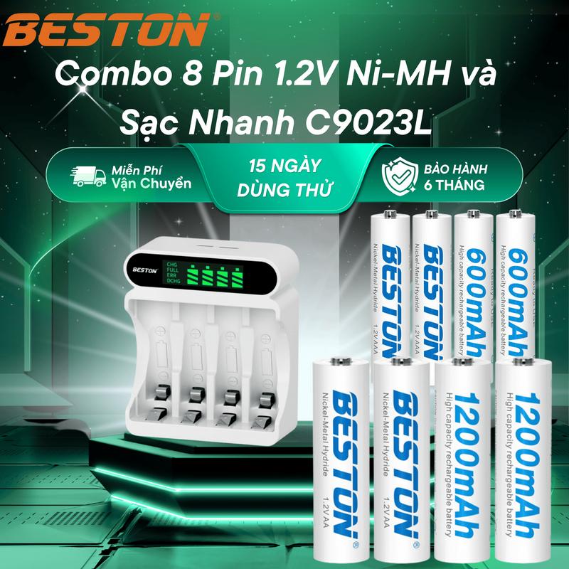 Combo 8 pin sạc Beston 1.2V AA , AAA dùng cho mic hát karaoke, đồ chơi, điều khiển tivi, máy lanh, máy đo huyết áp