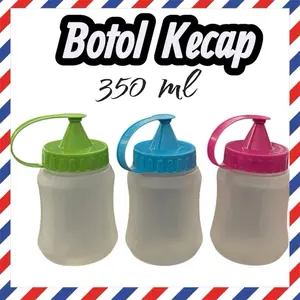 3 pcs Botol Kecap 350 ml Botol Saus Kitchenware dengan Warna Hijau Biru dan Merah untuk Kebutuhan Dapur Anda Plastik