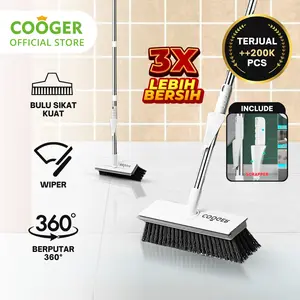 [COD] COOGER Sikat WC Kamar Mandi 3IN1 Brush Gagang Alat Wiper Pembersih Lantai untuk Membersikan Sudut Dan Kaca Silikon