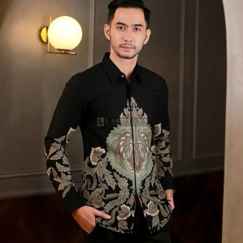 ATAMA| Kemeja Batik Pria Formal Lengan Panjang Halus Premium Keren| Baju Batik Cowok Slimfit| Batik Laki Laki Dewasa Katun Murah Motif Modern Masa Kini Bahan Tebal 2