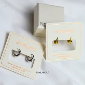 Sparklore Daily Halo Hoops Titanium Gold Plated 18k Waterproof - Anting Daily Halo Silver Lapis Emas 18k  Anti Karat - Fashionable Jewelry Aksesoris Wanita High Quality