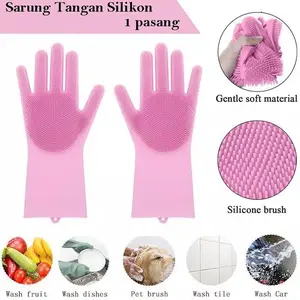 SARUNG CUCI TANGAN SILICON MULTIFUNGSI | SEPASANG SARUNG TANGAN CUCI PIRING SILIKON Cleaning