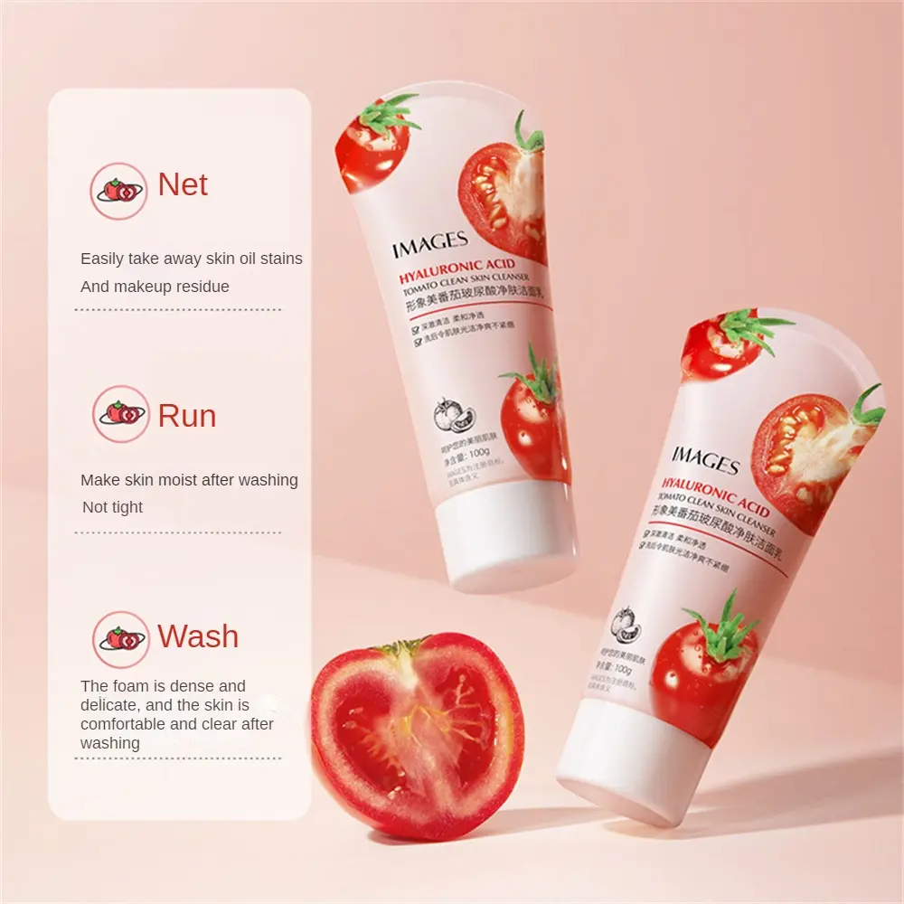 Pembersih Muka, Asid Hyaluronik Tomato, Membersihkan Liang Pori Dengan Perlahan, Memperbaiki Kegelapan dan Kawalan Minyak, 100g, Pembersih Muka