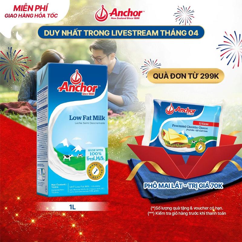 Sữa tươi tiệt trùng Anchor ít béo hộp 1 Lít