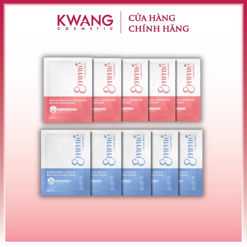 Combo Mix 10miếng Mặt Nạ Dừa Biocell Emmie by Happy Skin phục hồi, dưỡng sáng 23g