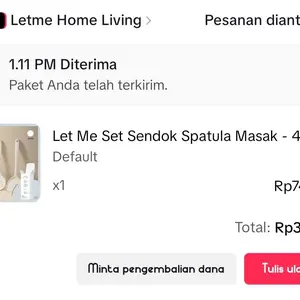 Let Me Set Sendok Spatula Masak - 4 pcs Sendok Sayur Sutil Spatula Centong Alat Dapur Multifungsi Silikon Kitchenware LM-AAC2122