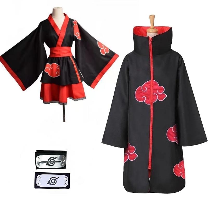 Áo Choàng Hóa Trang Nhân Vật Akatsuki Itachi Chất Lượng Cao - Trang Phục Naruto Uchiha Sasuke Cosplay
