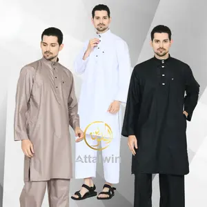 Attalwin - Gamis Jubah Pria Setelan Kurtah Umroh Haji Tanpa Manset SD001