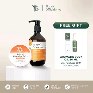 Biotalk Bundle Eczema Psoriasis - Extra Calming | No SLS/SLES | Steroid Free | Sabun Mandi Cair Natural | Salep | Lotion | Melembabkan, Menenangkan, dan Meredakan Kemerahan Gatal pada Kulit Eksim & Psoriasis