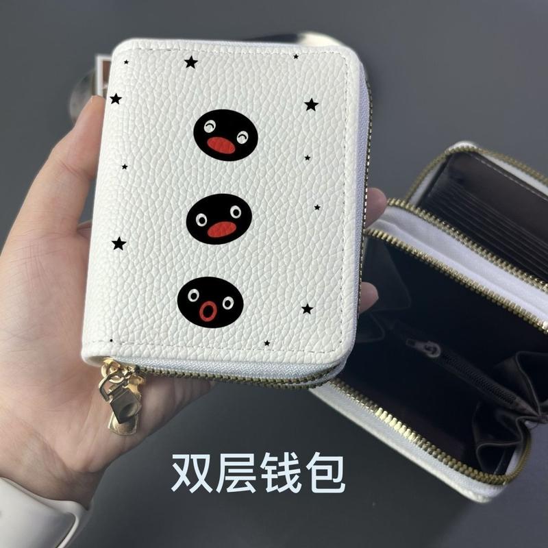 Double Layer Coin Purse Multi Card Slots Pingu Penguin Card Holder College Students Portable