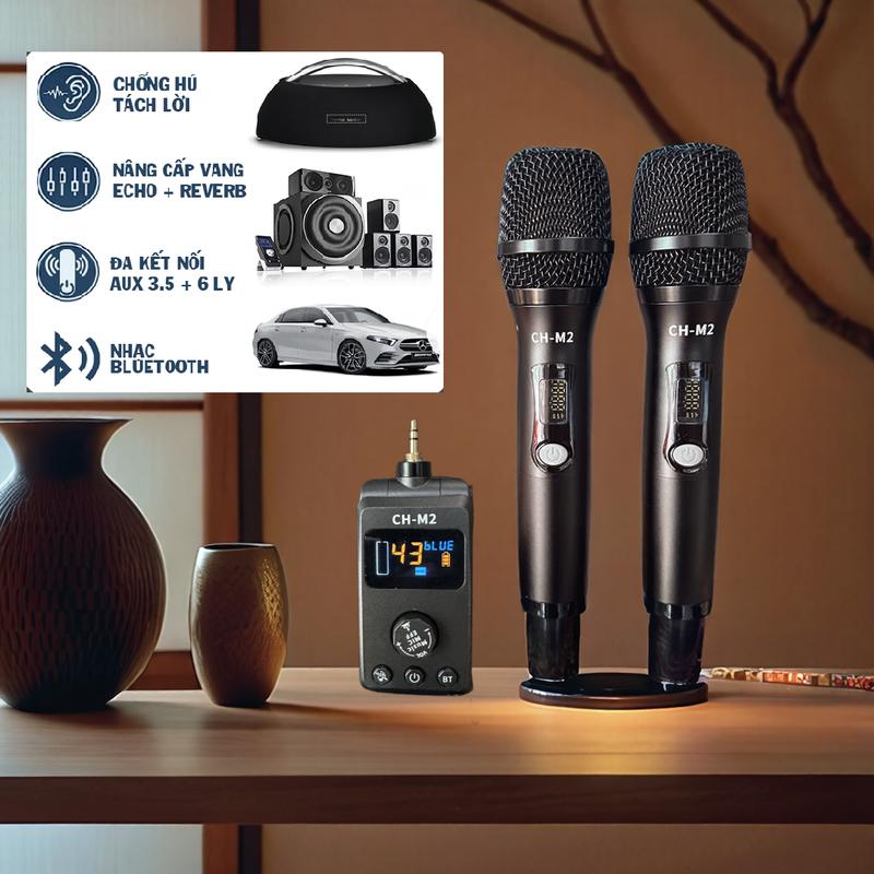 Micro Karaoke CH - M2 Đa Năng Không Dây Kim Loại Cao Cấp Hát Mọi Loại Loa Và Xe Hơi Kết Nối Bluetooth