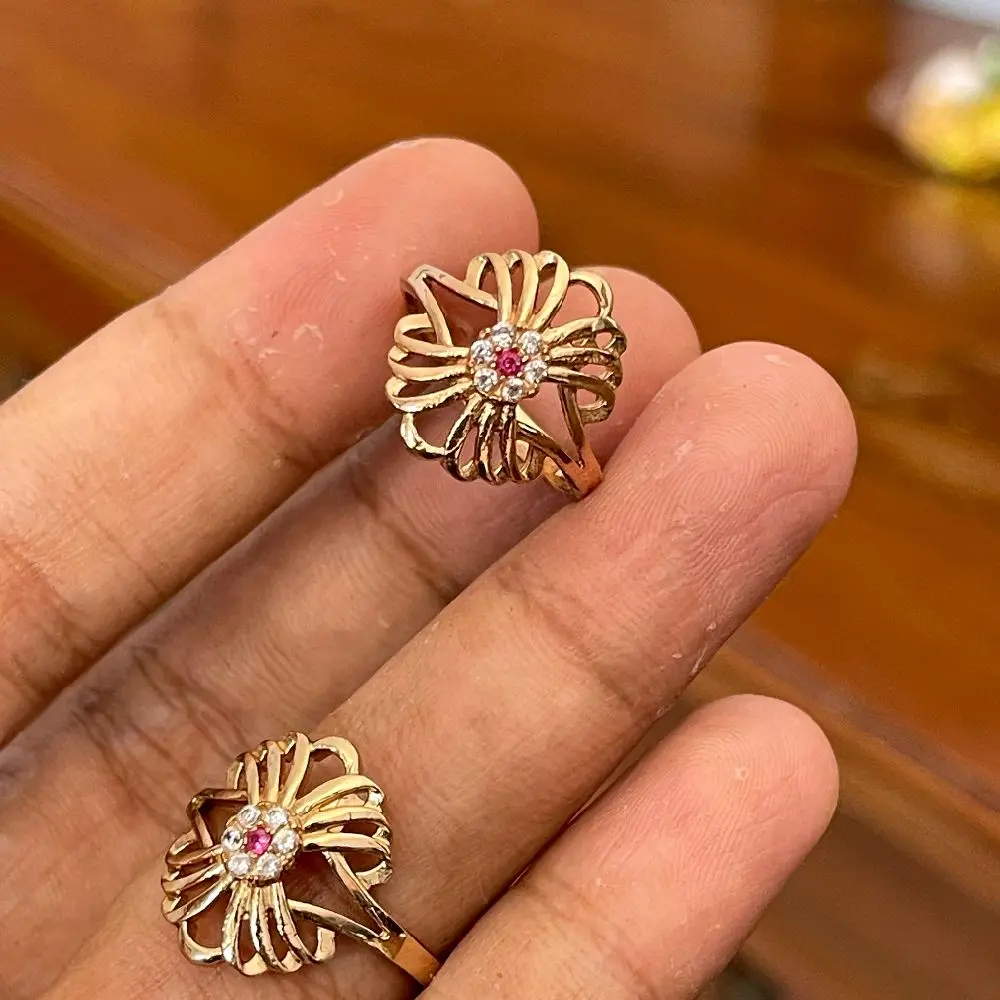 Swasa Cincin dewassa permata Siam rose gold