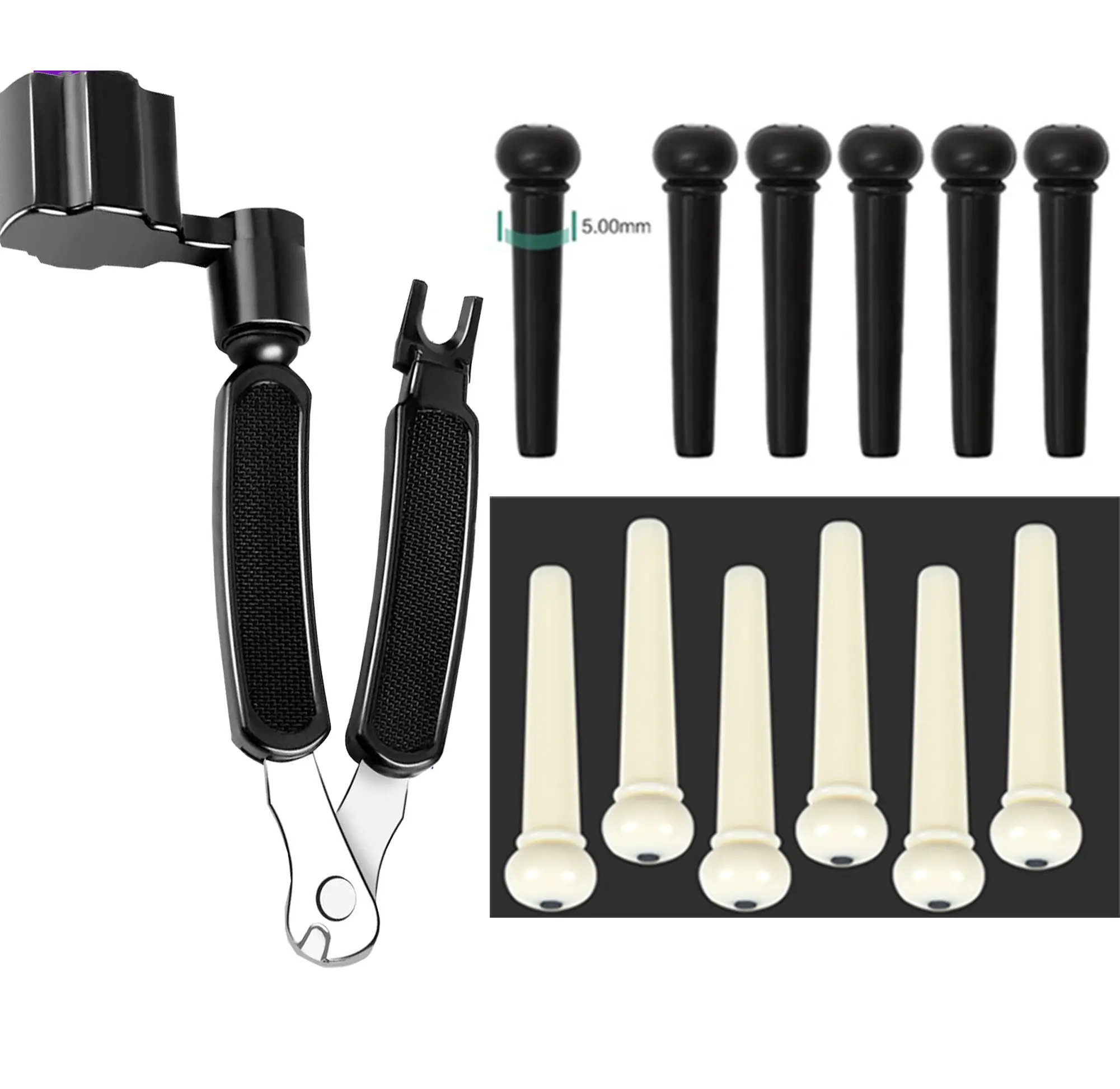 Guitar String WindeGuitar String CutterGuitar Bridge Pin Puller-3 In1 All in One Guitar Tool,String winder for acoustic guitarwith 12pcs bridge pins for acoustic guitarpins kit Guitar Parts Replacemen