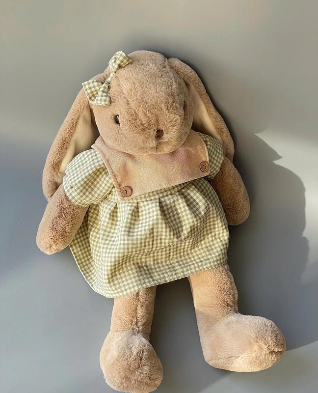 [FREE THÊU TÊN/ ẢNH THẬT] Gấu bông thỏ bông tai dài mặc váy xinh cute 2 màu xanh hồng với nơ đáng yêu