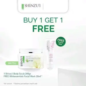 SHINZUI Skin Lightening Body Scrub Matsu 200gr FREE Facial Wash 20ml