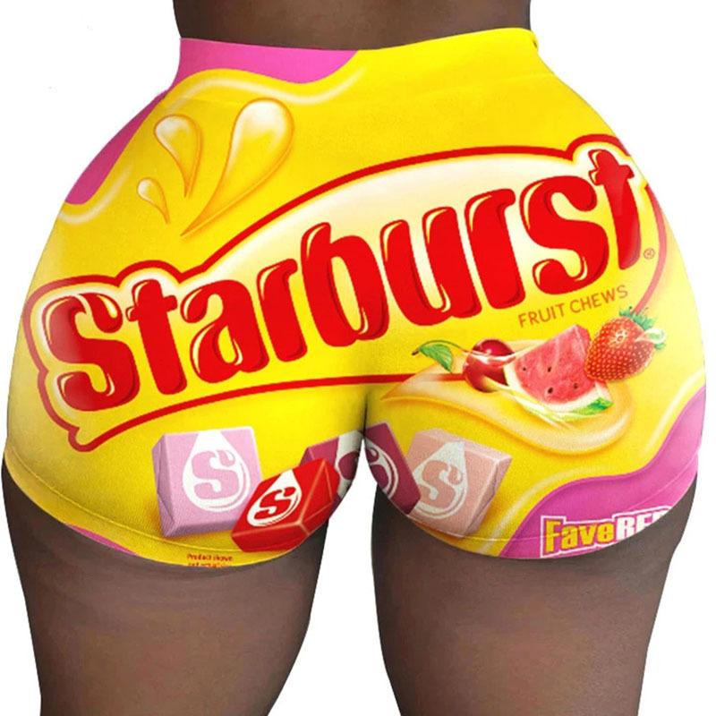 Product Introduction of Women's sexy tight shorts with printed patterns, popular shorts, yoga pants 7