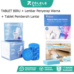 [KOL] Zolele TC101 Tablet Biru Pembersih Kloset + CS101 Tablet Pembersih Lantai + CC101 Lembar Penyerap Warna [Perlengkapan Pembersih]