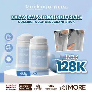 Barridore Deodorant AHA BHA TWIN PACK - Cooling Stick Antiperspirant Melembutkan Ketiak & Mengontrol Keringat Berlebih 40g x2