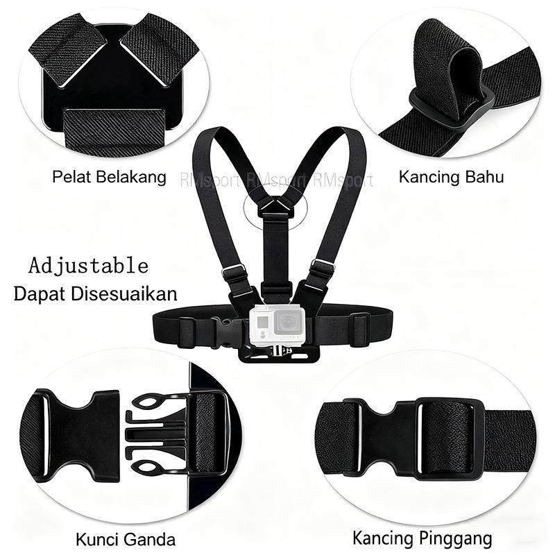 5PCS / 7PCS Set Tali Dada / Chest Strap Universal Dudukan HP Kamera Action yang Aman dan Anti-Getar Perlengkapan Vlog Lengkap 5PCS / 7PCS Set Tali Dada / Chest Strap Universal Dudukan HP Kamera Action yang Aman dan Anti-Getar Perlengkapan Vlog Lengkap