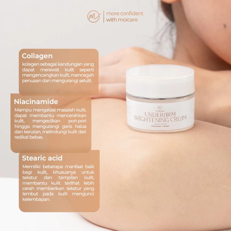 MOICARE Cream Pencerah Pemutih Ketiak Selangkangan Leher Pantat Area Gelap Ekstra Niacinamide & Collagen | Collagen and niacinamide underarm  | cream pemutih ketiak | Pemutih ketiak dan selangkangan | underarm brightening cream 4