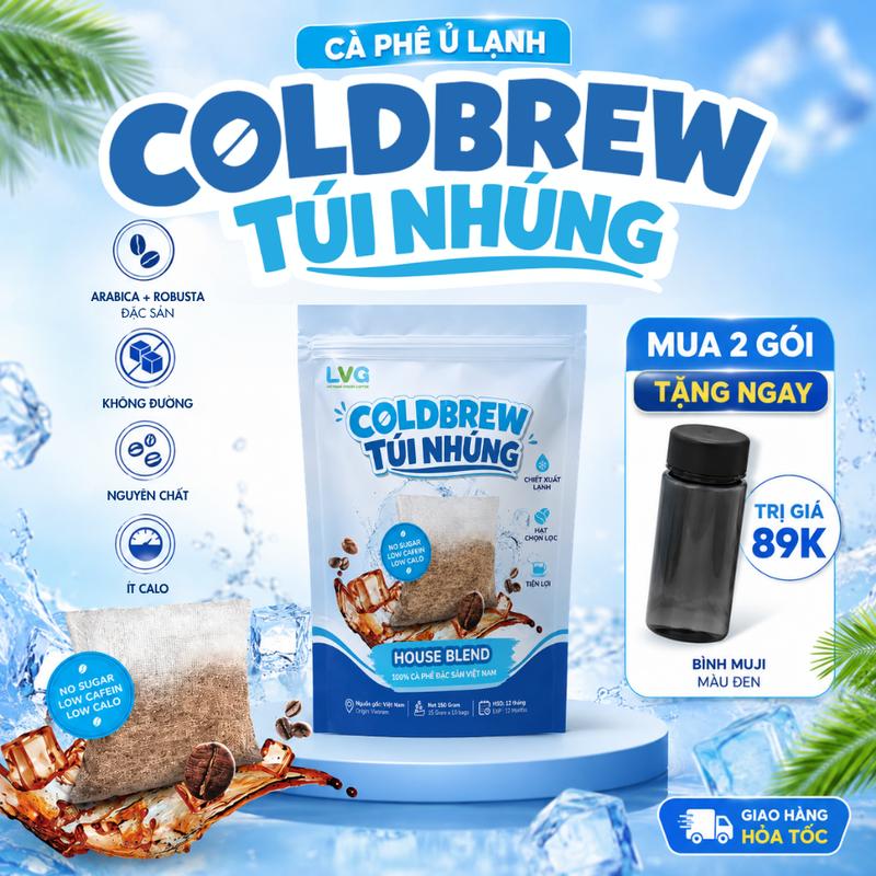 Cà phê Ủ Lạnh Cold Brew Túi Nhúng House Blend không đường, ít calo dành cho ngườ