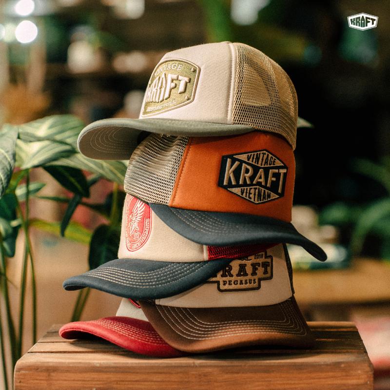 Kraft Vintage Trucker Cap - Mũ Lưới Kraft 3D Logo - Phiên Bản Biker Cổ Điển