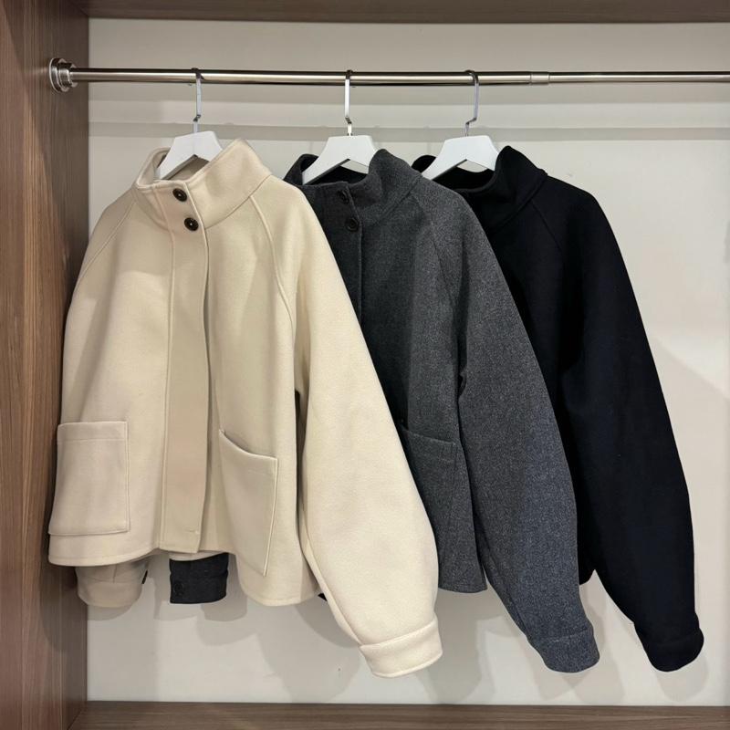 Áo khoác dạ cổ dựng dáng lửng form rộng Bazic onee cho nữ