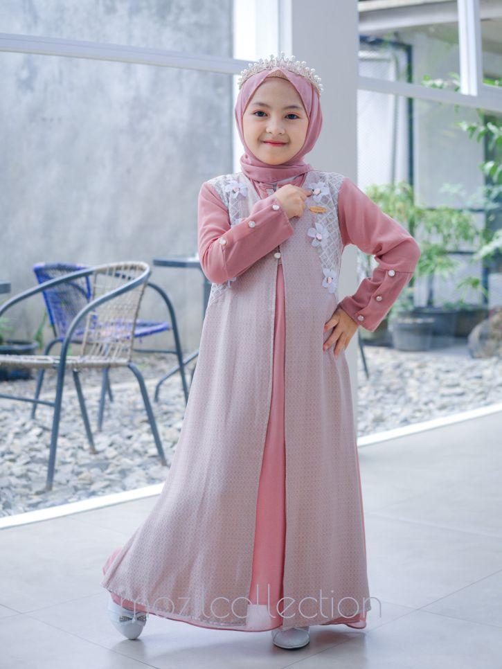 Aisha Kids Set Hijab Gamis Anak Usia 3-13tahun Terbaru Ceruty Baju Muslim Lebaran