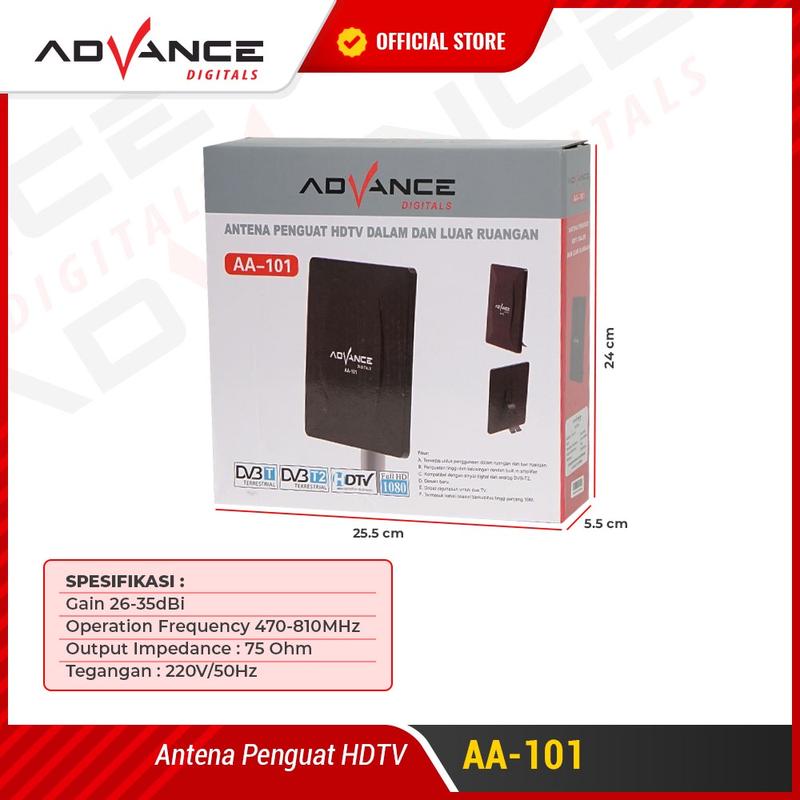 MAMI LOUISSE EXCLUSIVE! Advance Digitals AA-101 Antena  Kabel Indoor Outdoor Digital Analog Dalam DVB-T2 dan Luar Ruangan Cocok Untuk STB dan Tv Tahan Hujan dan 5
