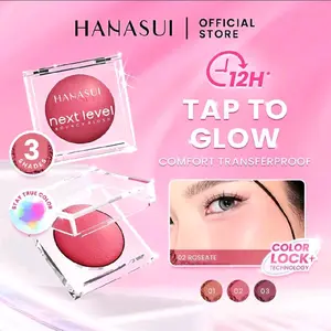 Hanasui Next Level Bouncy Blush Blush-on Kekinian gllow dengan 3 Shades dan Teknologi Color Lock+ untuk Tampilan Matte